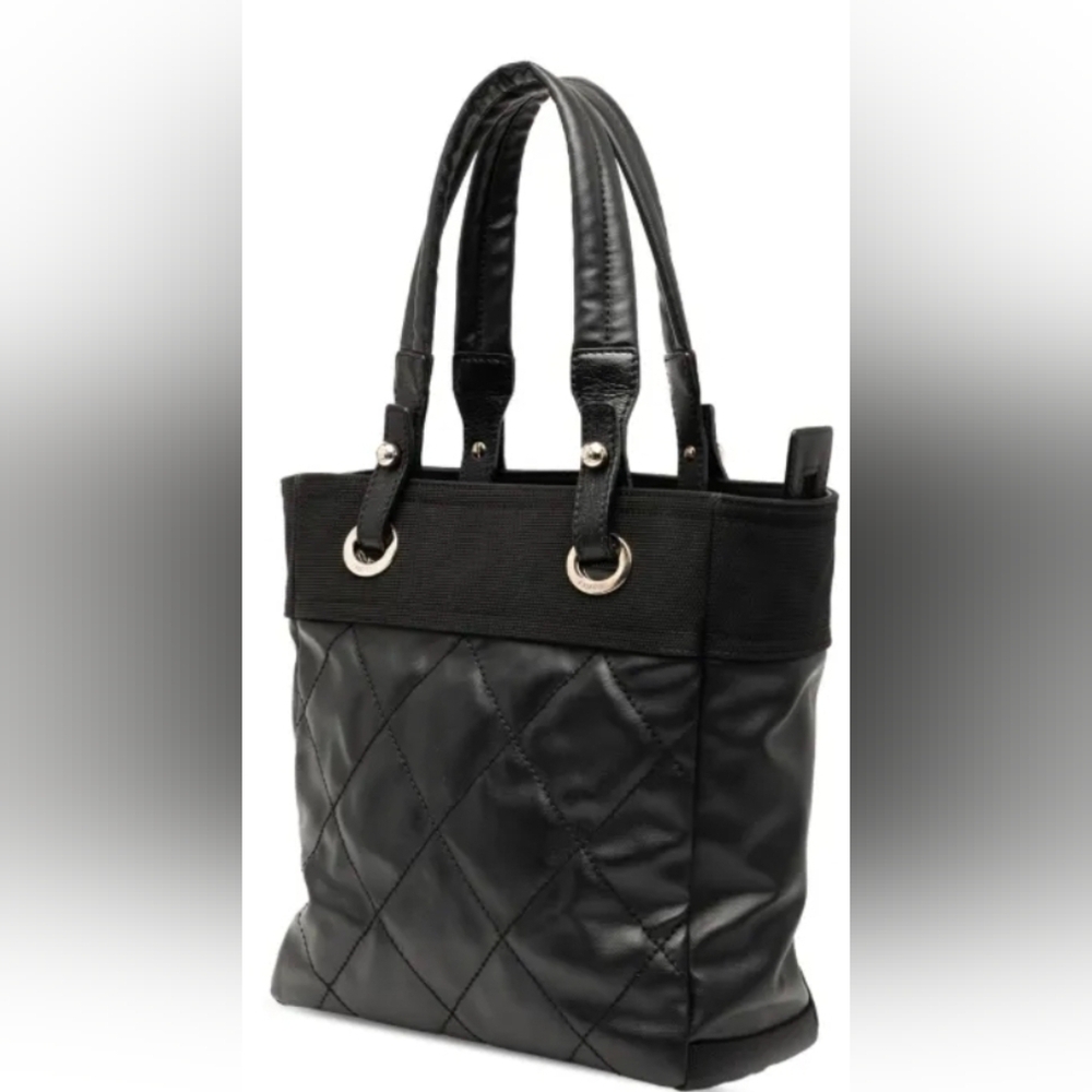 Chanel Quilted Canvas With Leather Trim Paris Biarritz Pm Tote #11549060